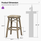 PURPLE LEAF Outdoor Bar Stools Set of 2 Rattan Patio Tall Bar Chairs Aluminum Frame with Back Barstools for Kitchen Garden Backyard Bistros Restaurant