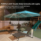 PURPLE LEAF Double Sided Patio Umbrella with Light Large Market Umbrellas with Base