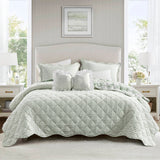 Vintage Inspired Floral Microfiber Quilt Set, Green