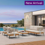 PURPLE LEAF Sicilia L-Shaped Modular Outdoor Sectional with Oatmeal Greige Cushions Flexible Layout for Garden Poolside