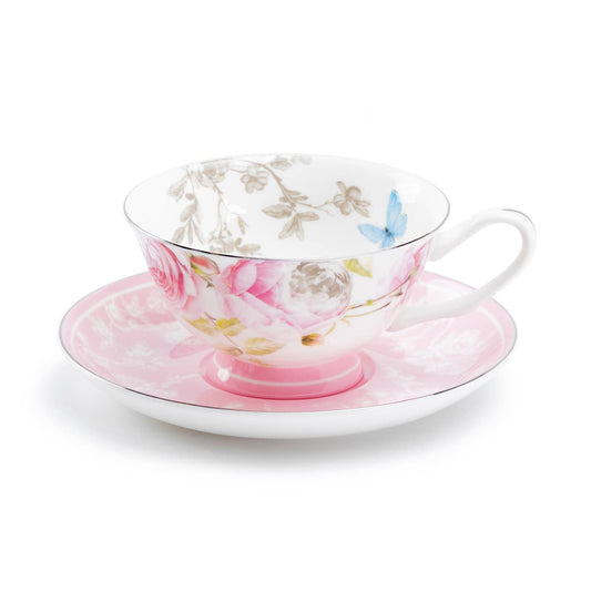 Beau Rose Bone China Tea Cup & Saucer Set
