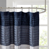 Color Block Silky Shower Curtain, Navy Blue