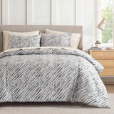 Modern Stripe Microfiber Comforter Set with Sheets, Grey