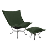 Scroll Puff Chair Titanium- Barbet Forest/Black