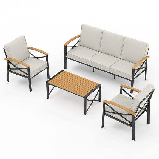 4-Piece Outdoor Conversation Set Patio Chairs with Cushions