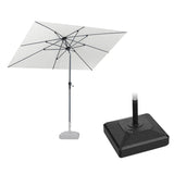 PURPLE LEAF Crank and Tilt Rectangular Outdoor Patio Market Umbrella with Base