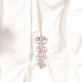 5" Gold Jewel Heart Ornament Set Of 6
