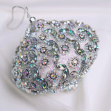 4" Silver Beaded Onion Ornament Set Of 6