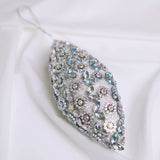 6" Silver Beaded Drop Ornament Set Of 6