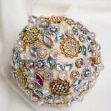 4" Ivory Multi Jeweled Ball Ornament Set Of 6