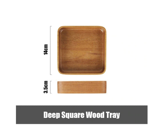 Acacia Wood Serving Tray with Grooved Handles