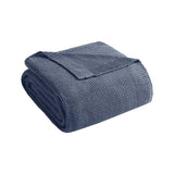 Acrylic Knit Bedding Blanket, Indigo Blue