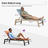 PURPLE LEAF Pool Oversized Lounge Chairs Rattan Aluminium Patio Chaise Lounge Outdoor Adjustable Recliner Finish Loungers Woven PE Sun Chairs for Poolside Deck Beach