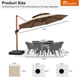PURPLE LEAF Double Top 11 ft Round Outdoor Patio Umbrella with High Quality Sunbrella Fabric