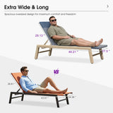 PURPLE LEAF Pool Oversized Lounge Chairs Rattan Aluminium Patio Chaise Lounge Outdoor Adjustable Recliner Finish Loungers Woven PE Sun Chairs for Poolside Deck Beach