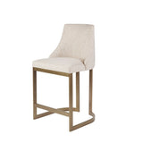 Rounded Back 26"H Upholstered Counter Stool Barstools, Cream