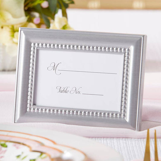 Beautifully Beaded Silver Place Card/Photo Holder (Set of 6)
