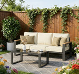 75" Outdoor Aluminum Sofa and Table with Cushion