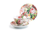 Victorian Rose Bone China Tea Cup & Saucer, 7oz