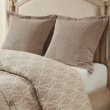 Button Accent Taupe Duvet Cover Set with Removable Insert