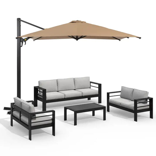 5-Piece Aluminum Patio Set with Umbrella and Loveseats