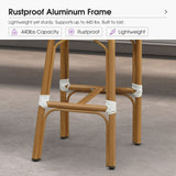 PURPLE LEAF Patio French Counter Stool Set of 2 Outdoor Backrest Barstools Aluminum Frame Woven Rattan for Indoor Kitchen Garden Balcony Restaurant