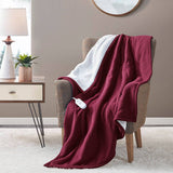 Heated 50x60" Fleece Sherpa Electric Throw Blanket, Burgundy