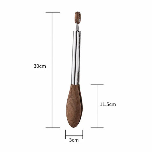 Walnut Wood Stainless Steel Kitchen Tongs