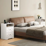 Large Nightstand with 2 Drawers, Side Table with Charging