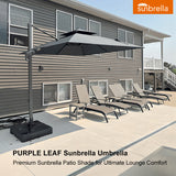 PURPLE LEAF SUNBRELLA Cantilever Umbrella Grey Aluminum Patio Umbrella