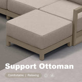 PURPLE LEAF Caesar U-Shaped Patio Conversation Set with Khaki Cushion Pillows and Ottoman Couch for Patio Backyard