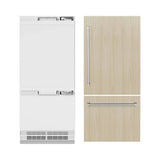 ZLINE 36" Panel Ready Built-In Bottom Freezer Refrigerator,Water Dispenser, Ice Maker, RBIT-36