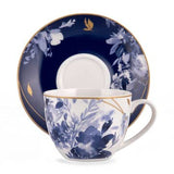 Mizuki Blue Porcelain Teacup & Saucer Set of 4