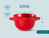 Kook Ceramic French Soup Crocks with Lids, Set of 4