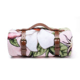Pink Jasmine Joy Throw Blanket with Leather Holder