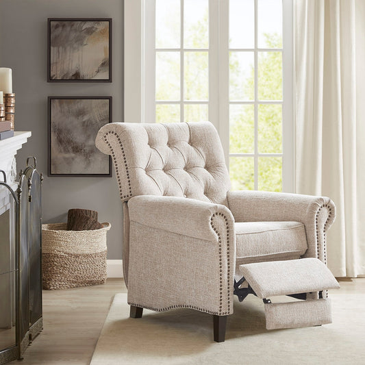 Push Back Recliner Single Sofa Reclining Chair, Cream *