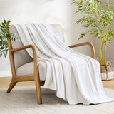 Diamond Jacquard Soft Bamboo Cotton Blanket, White
