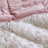 Wholesale Shaggy Faux Solid Fur Comforter Mini Set, Pink/White