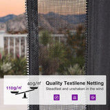 PURPLE LEAF Metal Gazebo Double Roof Wood Grain Aluminum Frame with Curtains and Netting with Lights-milky