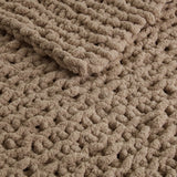Handmade Chenille Chunky Knit Throw 50x60", Brown