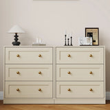 3 Drawer Nightstand, Large Bedside Table with Golden Round