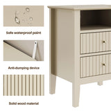 Fluted Nightstand with 2 Drawers Set of 2