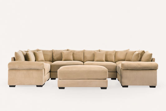 DESEO 138" Sectional Sofa with Ottoman