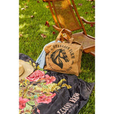 Black Floral Bouquet Throw Blanket with Holder