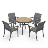 4-Person Patio Dining Set with Round All-Aluminum Table