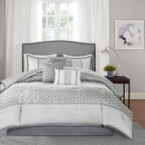 Wholesale Greek Key Traditional 7-Piece Comforter Set, Soft Grey
