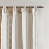 Geo Print Chenille Light Filtering Window Curtain, Ivory