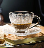 Vintage Style Glass Cappuccino Cup & Saucer Set