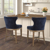 Curved Back Swivel Counter Stool Barstool, Navy Blue *