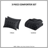 Clip Jacquard Pompom Comforter Set, Black